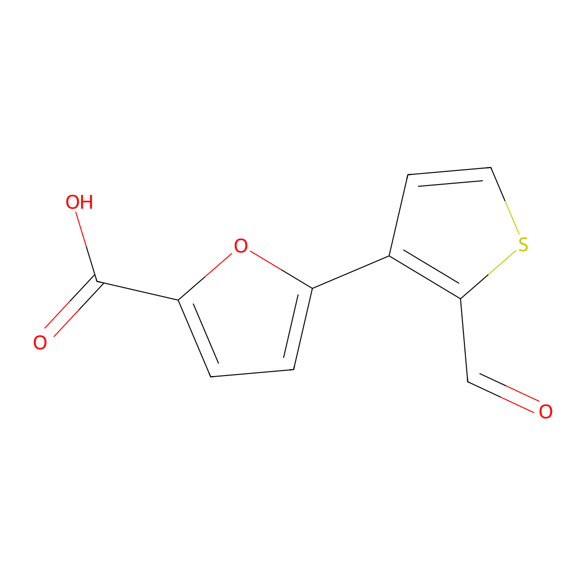 5-(2-Formylthiophen-3-yl)furan-2-carboxylic acid molecular structure, CAS 2137591-67-2