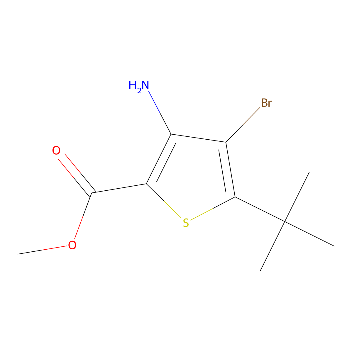 Methyl 3-amino-4-bromo-5-tert-butylthiophene-2-carboxylate molecular structure, CAS 2137591-79-6