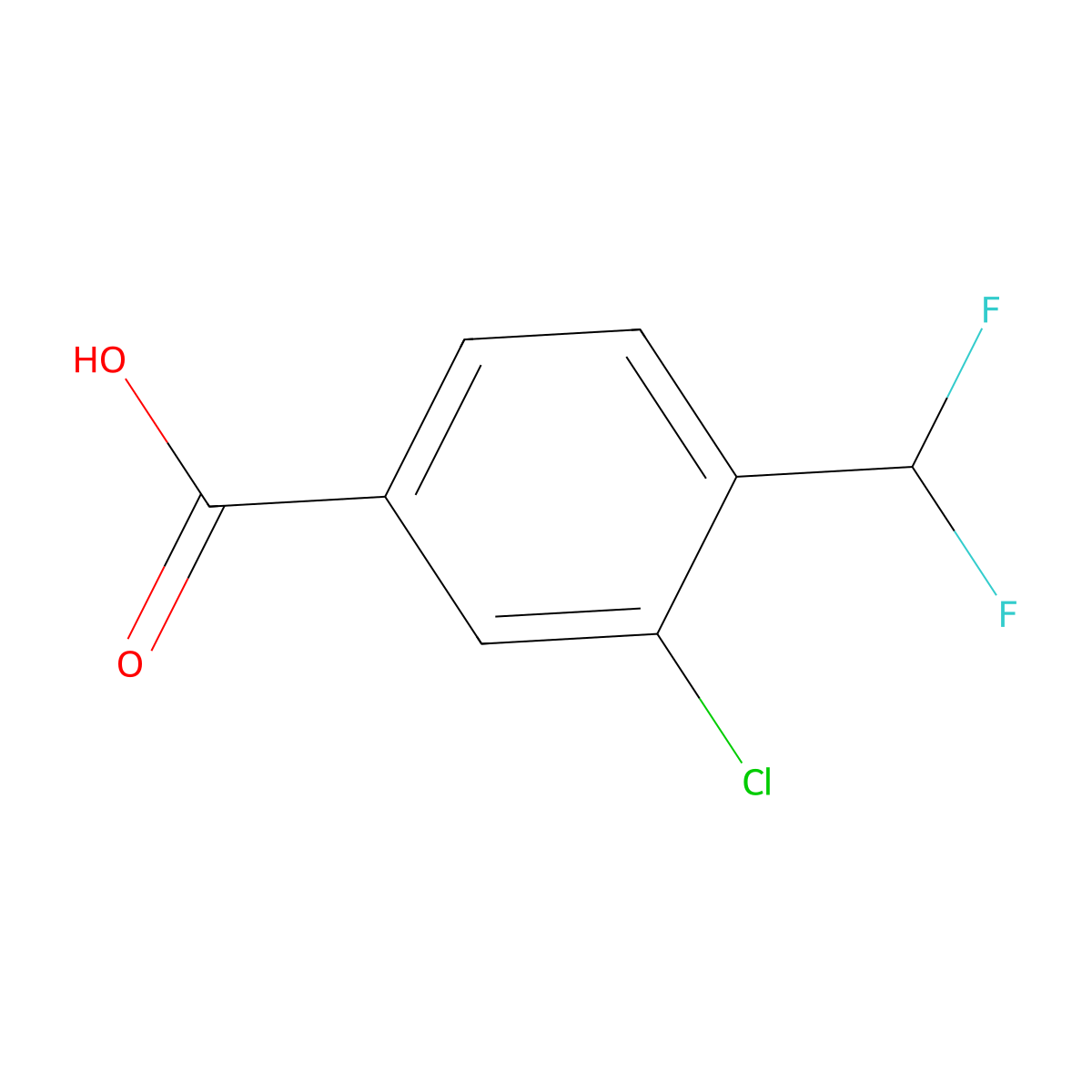 3-Chloro-4-(difluoromethyl)benzoic acid molecular structure, CAS 2137592-13-1