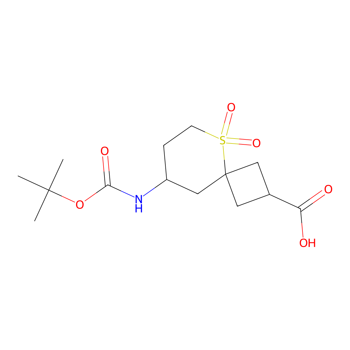 8-{[(Tert-butoxy)carbonyl]amino}-5,5-dioxo-5lambda6-thiaspiro[3.5]nonane-2-carboxylic acid molecular structure, CAS 2137592-24-4