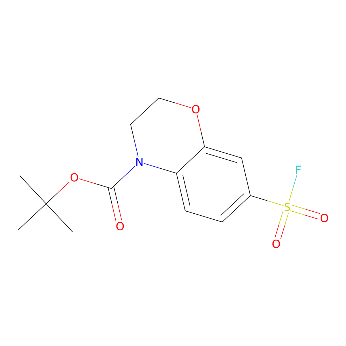 tert-butyl 7-(fluorosulfonyl)-3,4-dihydro-2H-1,4-benzoxazine-4-carboxylate molecular structure, CAS 2137593-31-6
