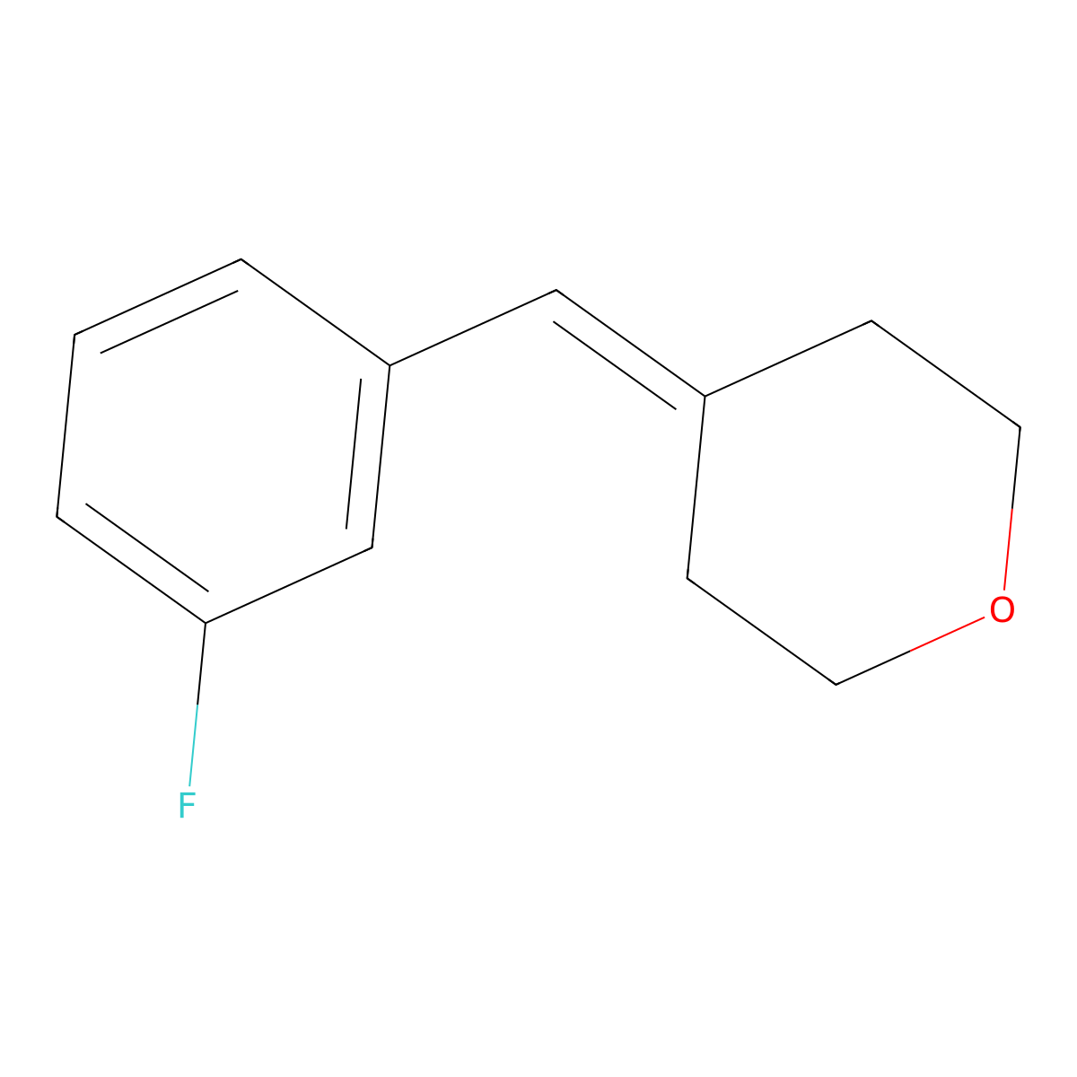 4-[(3-Fluorophenyl)methylidene]oxane molecular structure, CAS 2137593-36-1