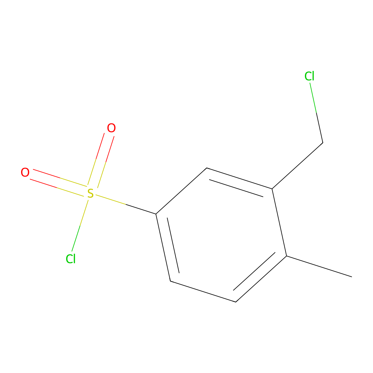 3-(Chloromethyl)-4-methylbenzene-1-sulfonyl chloride molecular structure, CAS 2137595-39-0