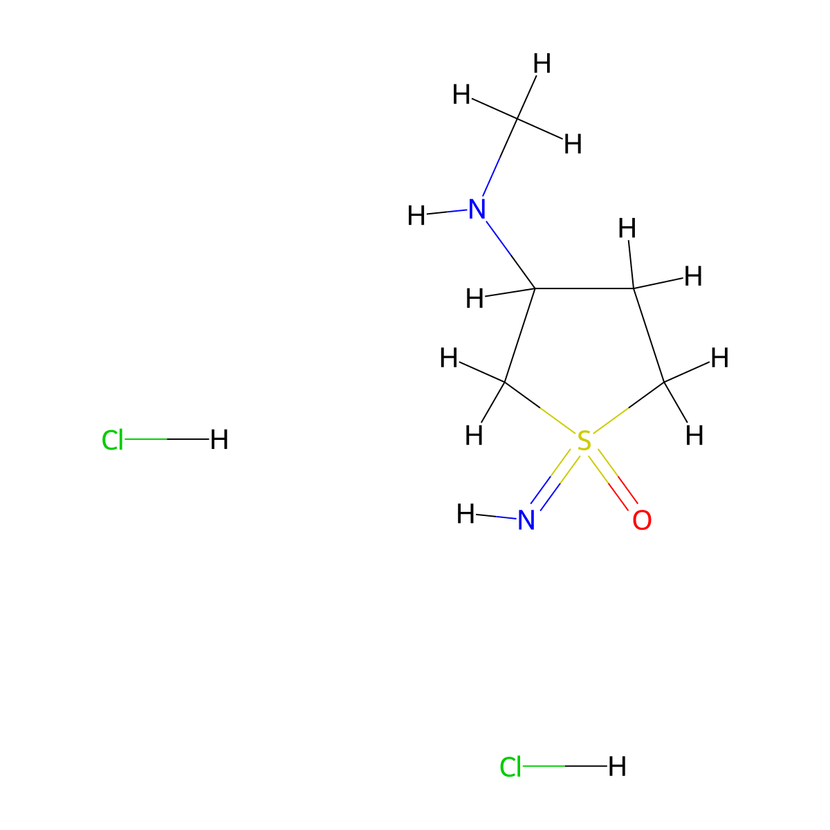 1-imino-N-methyl-1-oxothiolan-3-amine dihydrochloride molecular structure, CAS 2137595-69-6