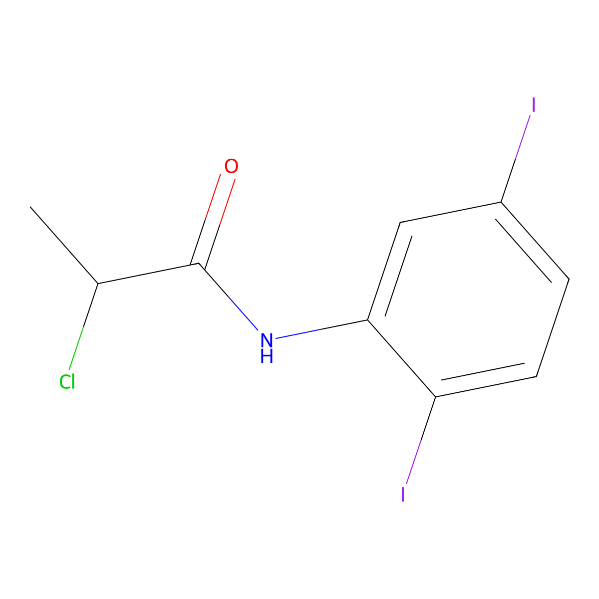 2-chloro-N-(2,5-diiodophenyl)propanamide molecular structure, CAS 2137595-74-3