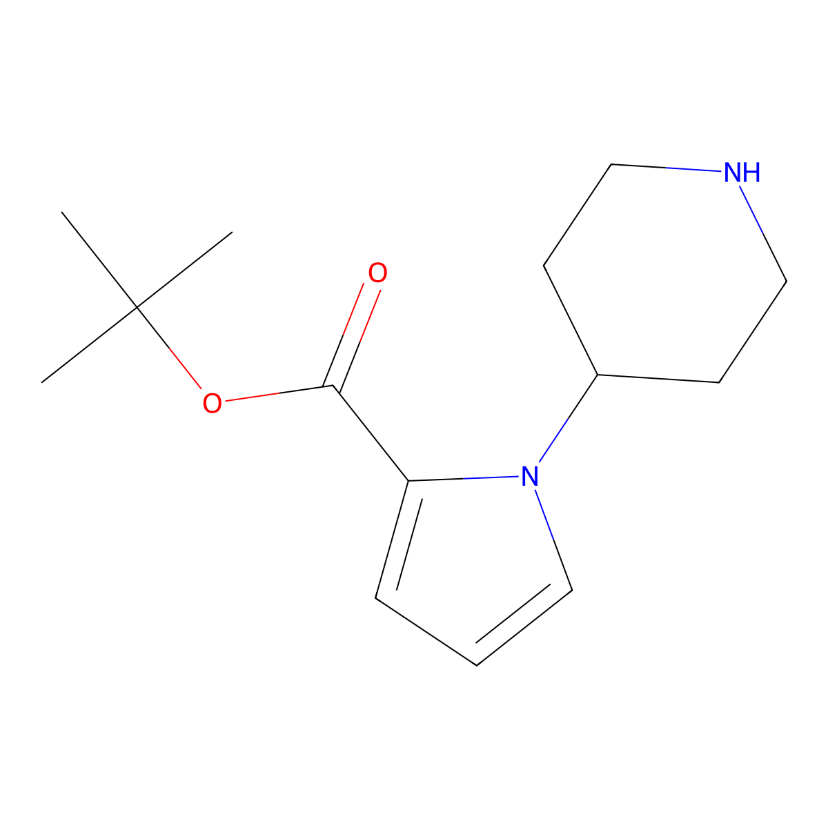tert-butyl 1-(piperidin-4-yl)-1H-pyrrole-2-carboxylate molecular structure, CAS 2137597-17-0