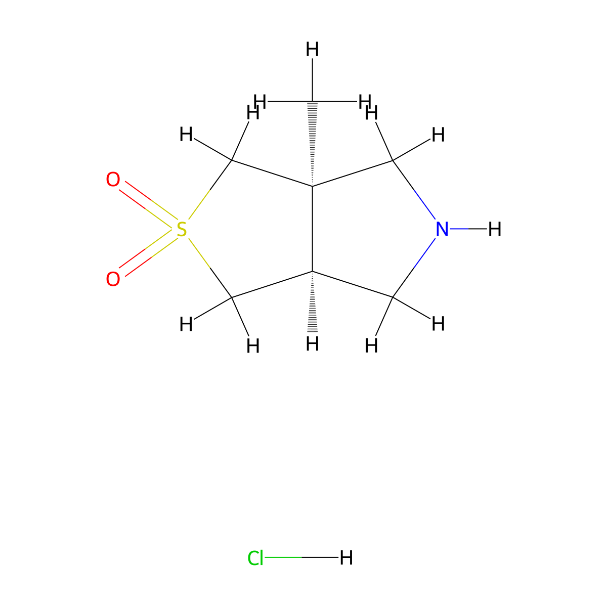 rac-(3aR,6aS)-3a-methyl-hexahydro-1H-2lambda6-thieno(3,4-c)pyrrole-2,2-dione hydrochloride molecular structure, CAS 2137600-04-3
