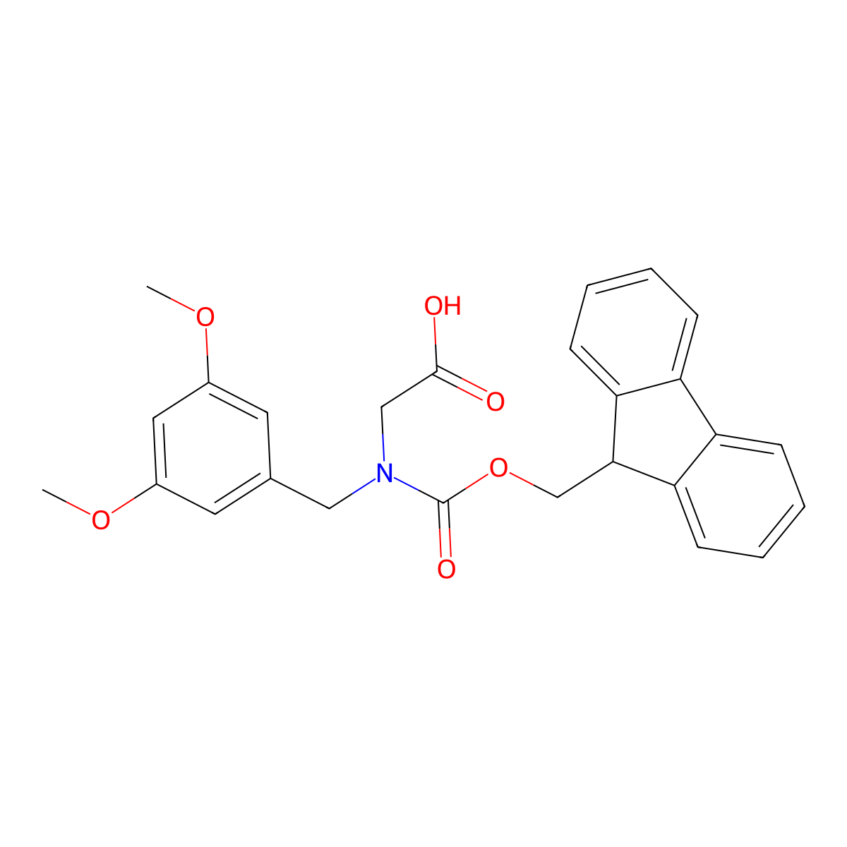 2-{[(3,5-dimethoxyphenyl)methyl]({[(9H-fluoren-9-yl)methoxy]carbonyl})amino}acetic acid molecular structure, CAS 2137600-51-0
