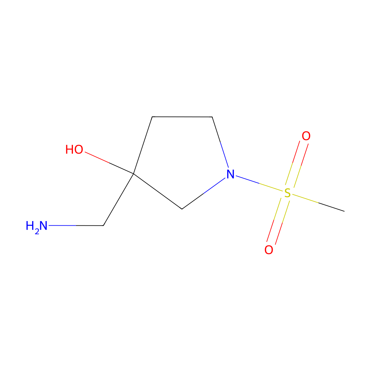 3-(Aminomethyl)-1-methanesulfonylpyrrolidin-3-ol molecular structure, CAS 2137601-00-2