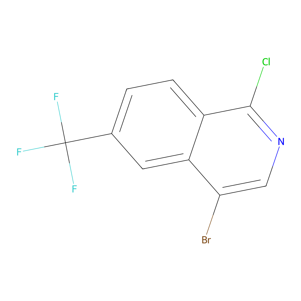 4-Bromo-1-chloro-6-(trifluoromethyl)isoquinoline molecular structure, CAS 2137601-21-7