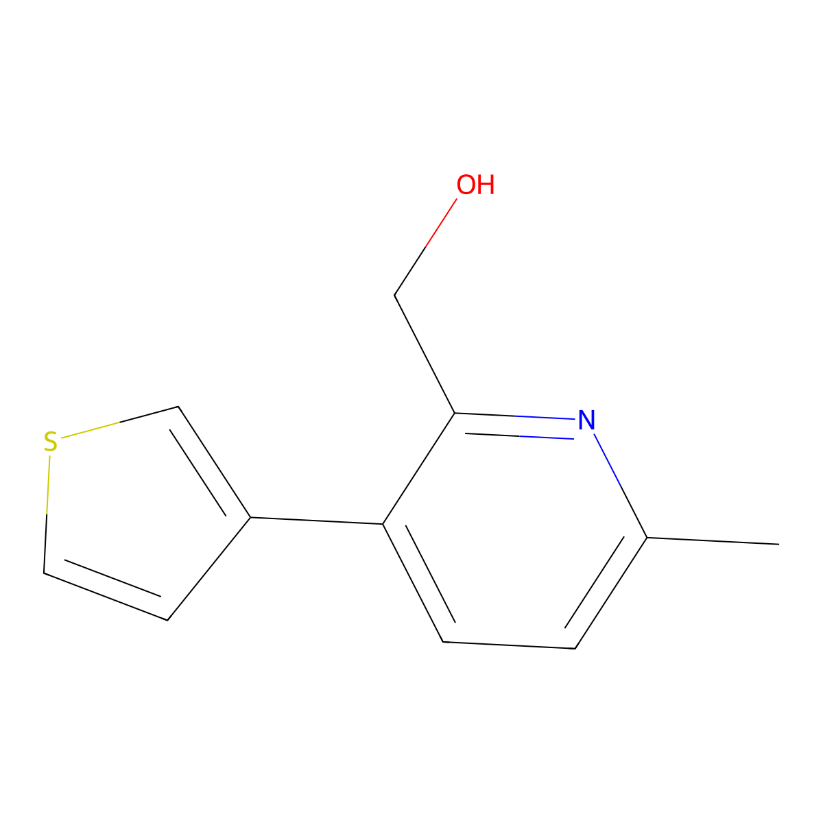 [6-Methyl-3-(thiophen-3-yl)pyridin-2-yl]methanol molecular structure, CAS 2137602-93-6