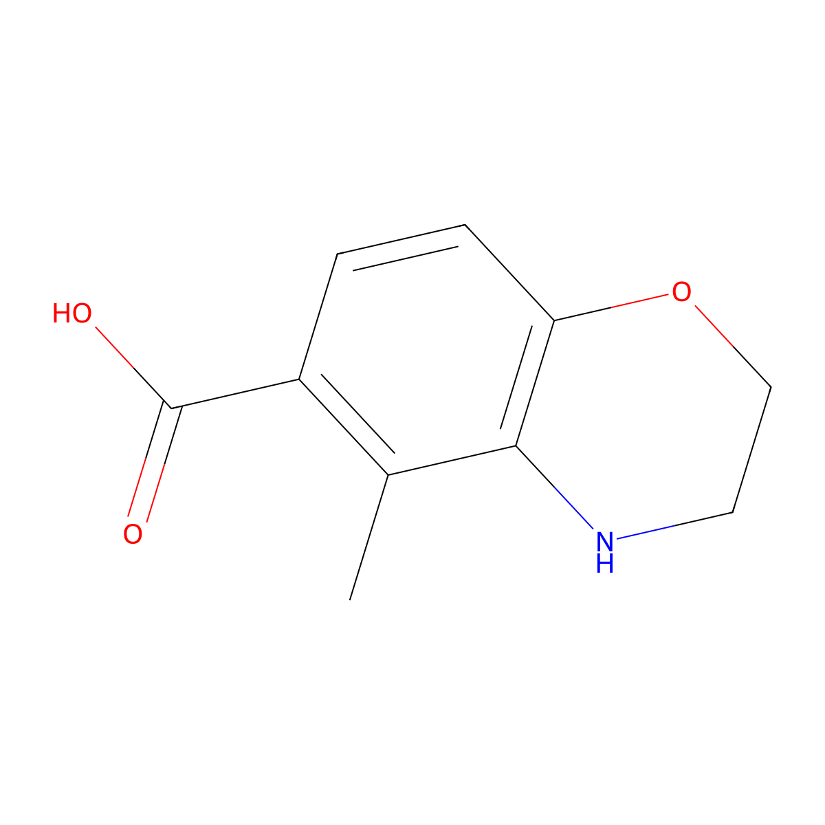 5-methyl-3,4-dihydro-2H-1,4-benzoxazine-6-carboxylicacid molecular structure, CAS 2137602-97-0