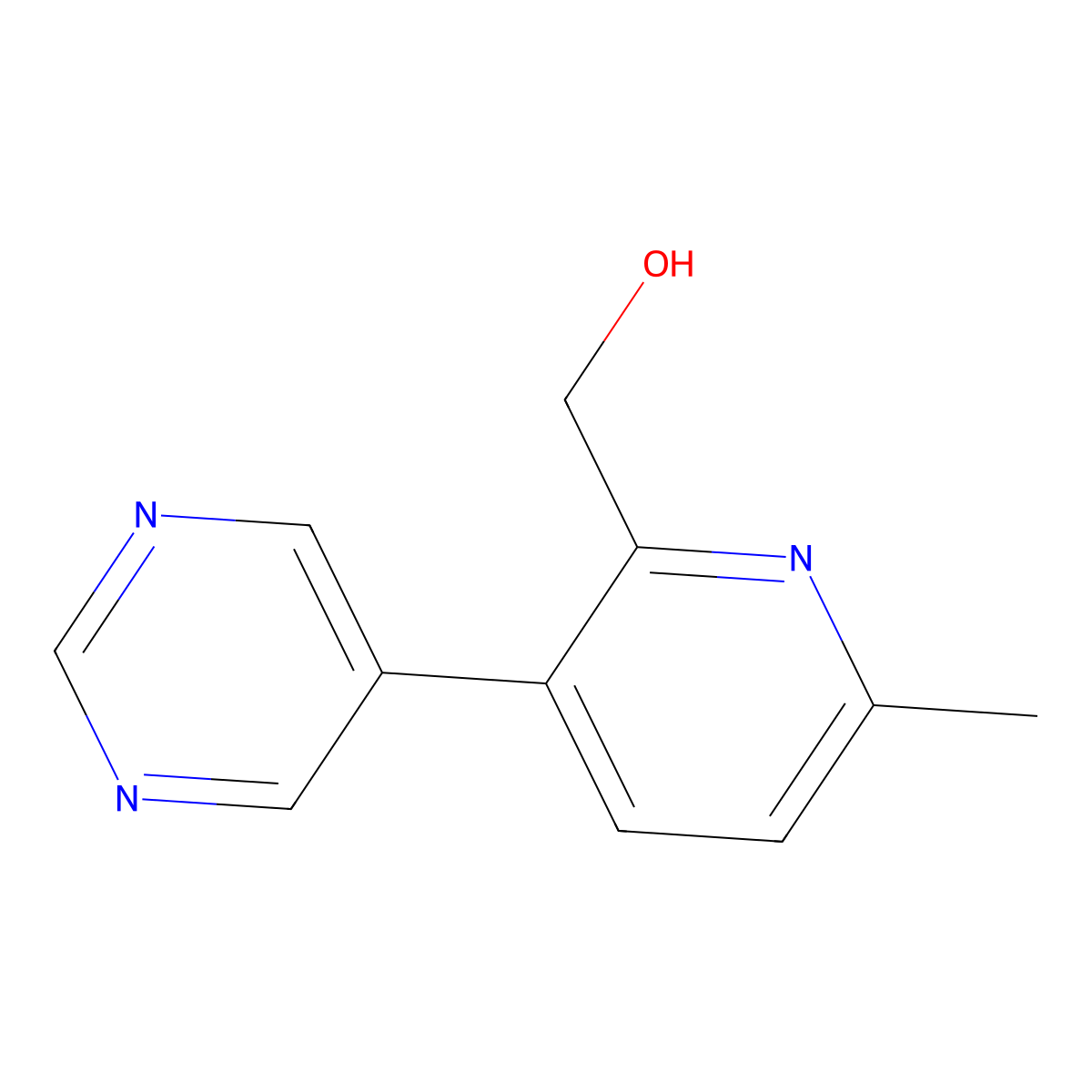 [6-Methyl-3-(pyrimidin-5-yl)pyridin-2-yl]methanol molecular structure, CAS 2137603-05-3