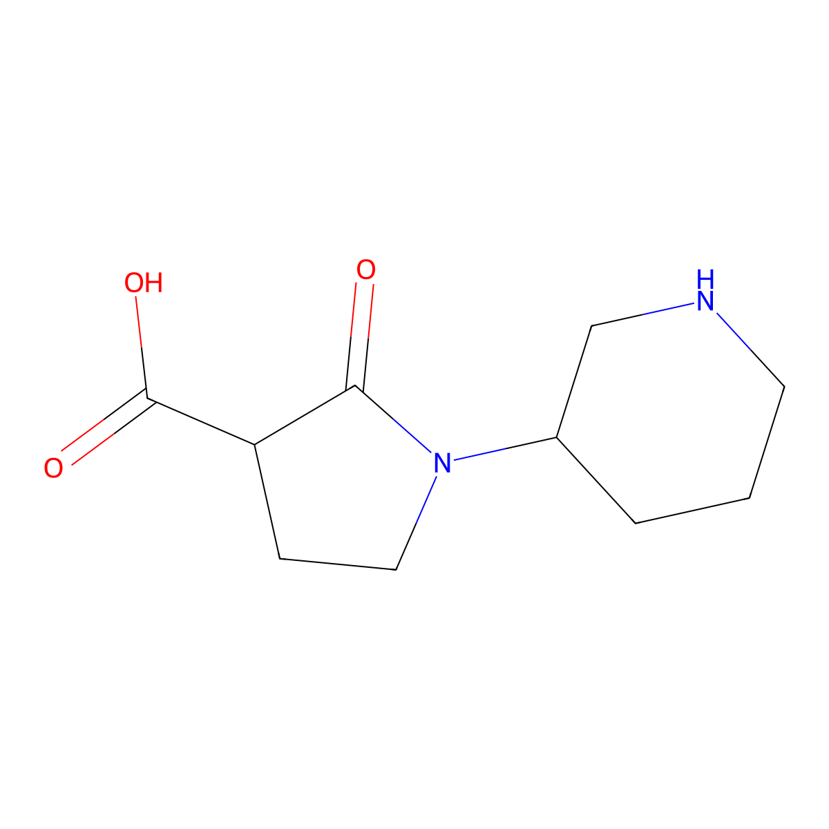 2-Oxo-1-(piperidin-3-yl)pyrrolidine-3-carboxylic acid molecular structure, CAS 2137603-12-2