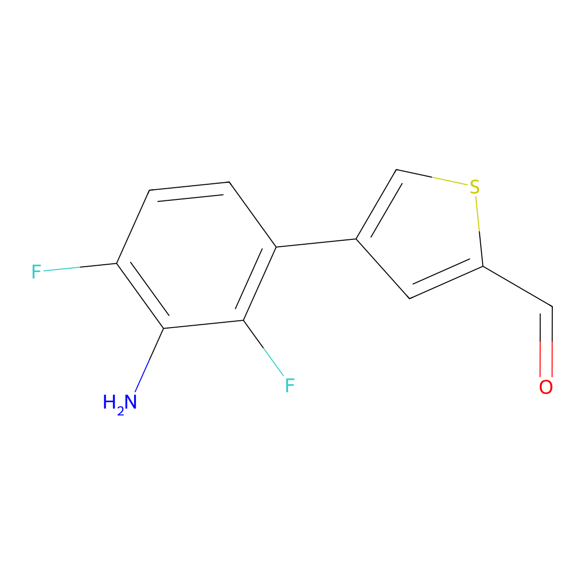 4-(3-Amino-2,4-difluorophenyl)thiophene-2-carbaldehyde molecular structure, CAS 2137603-55-3