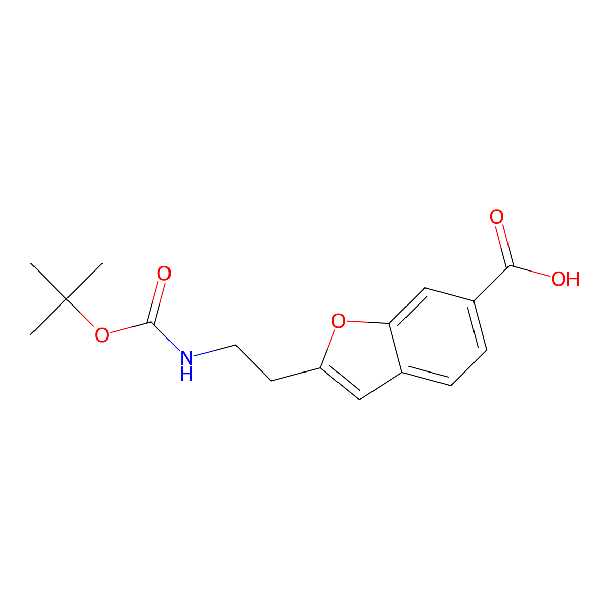 2-(2-{[(Tert-butoxy)carbonyl]amino}ethyl)-1-benzofuran-6-carboxylic acid molecular structure, CAS 2137604-41-0