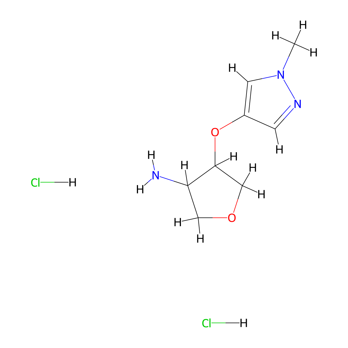 4-[(1-methyl-1H-pyrazol-4-yl)oxy]oxolan-3-amine dihydrochloride molecular structure, CAS 2137604-58-9