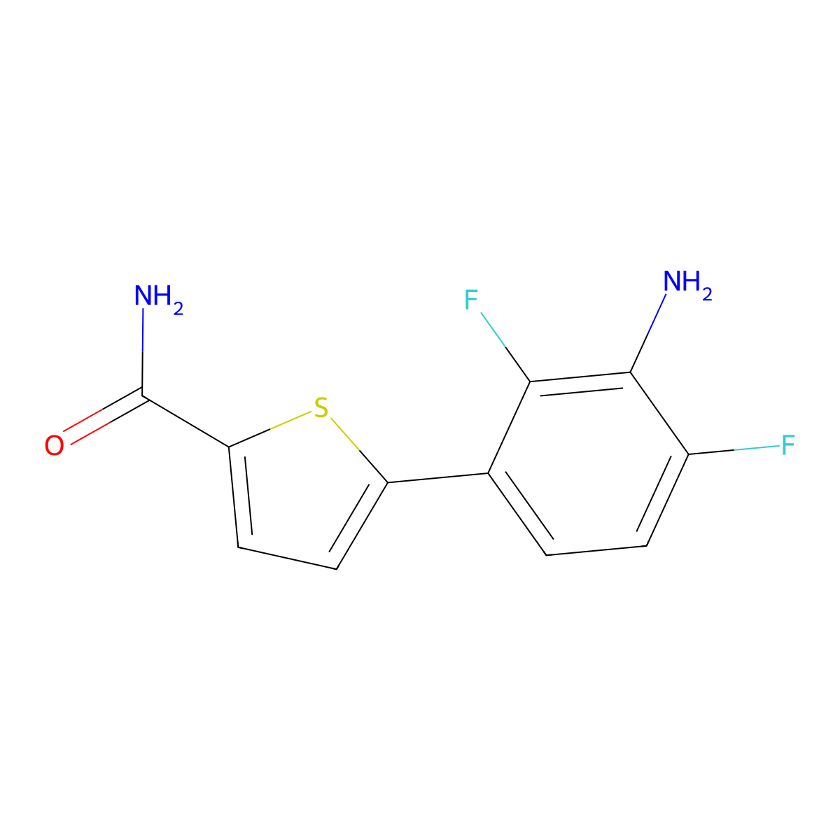 5-(3-Amino-2,4-difluorophenyl)thiophene-2-carboxamide molecular structure, CAS 2137604-64-7