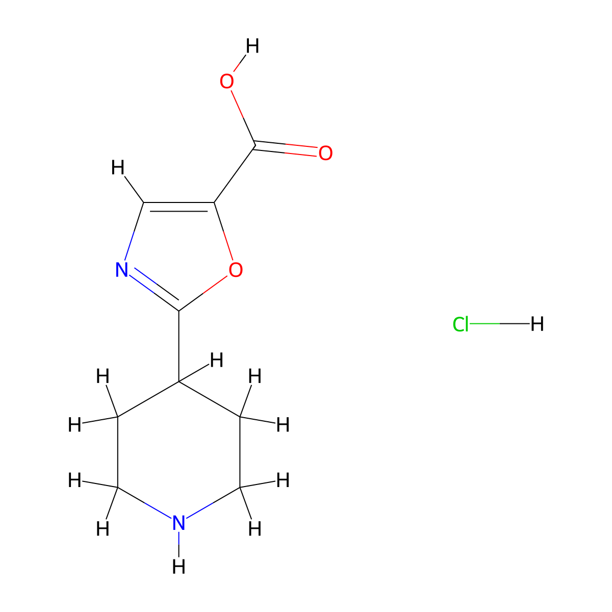 2-(Piperidin-4-yl)-1,3-oxazole-5-carboxylic acid hydrochloride molecular structure, CAS 2137604-80-7