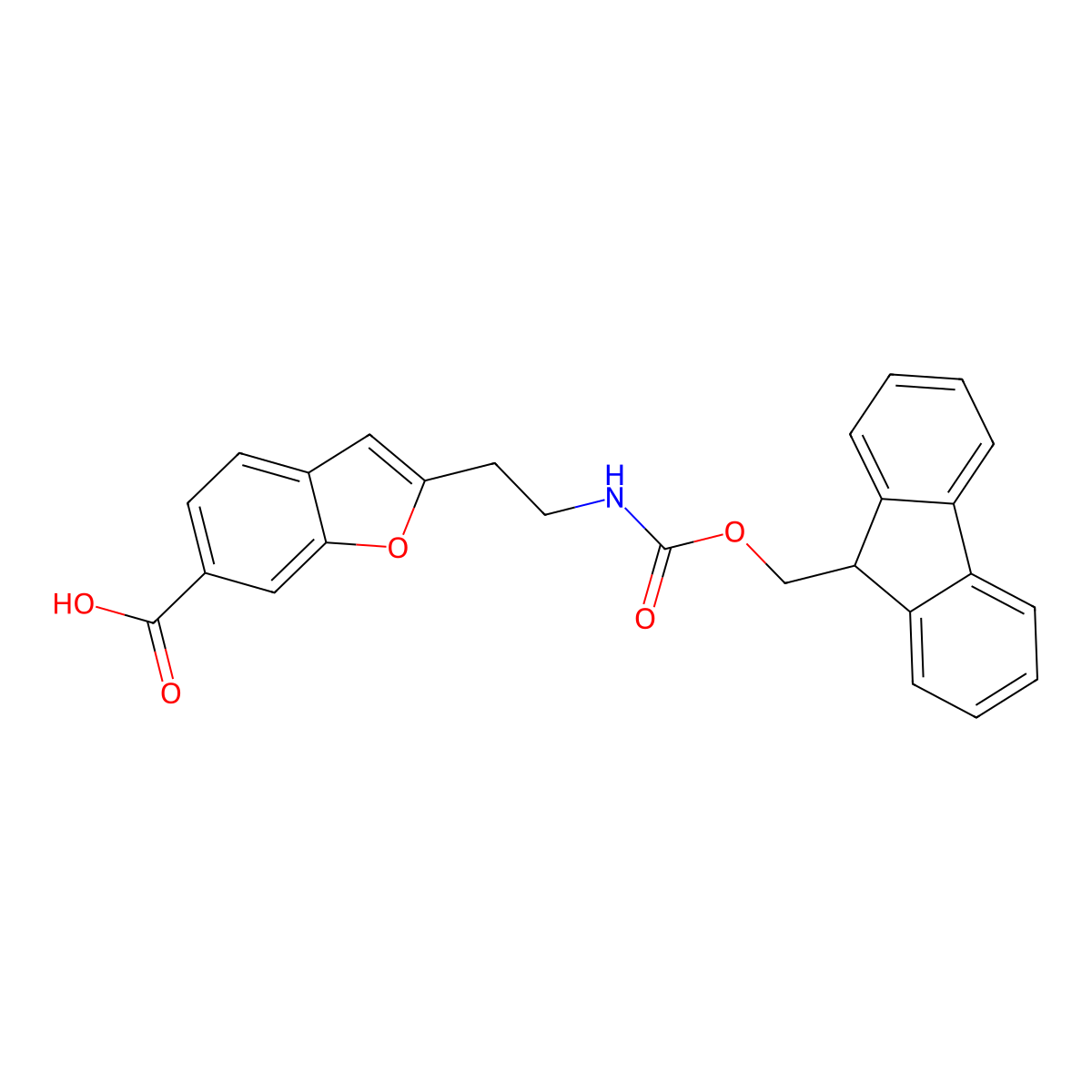 2-[2-({[(9H-fluoren-9-yl)methoxy]carbonyl}amino)ethyl]-1-benzofuran-6-carboxylic acid molecular structure, CAS 2137606-20-1