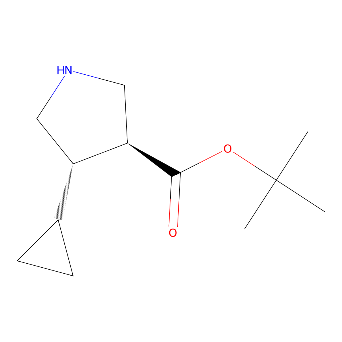 rac-tert-butyl (3R,4R)-4-cyclopropylpyrrolidine-3-carboxylate molecular structure, CAS 2137606-24-5