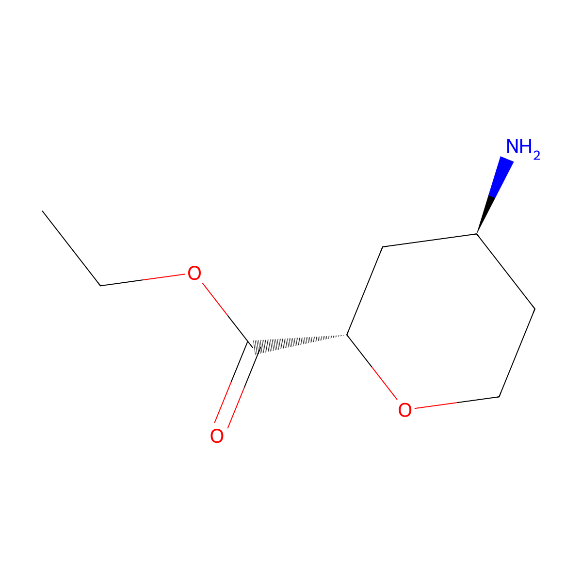 Ethyl trans-4-aminotetrahydropyran-2-carboxylate molecular structure, CAS 2137606-46-1