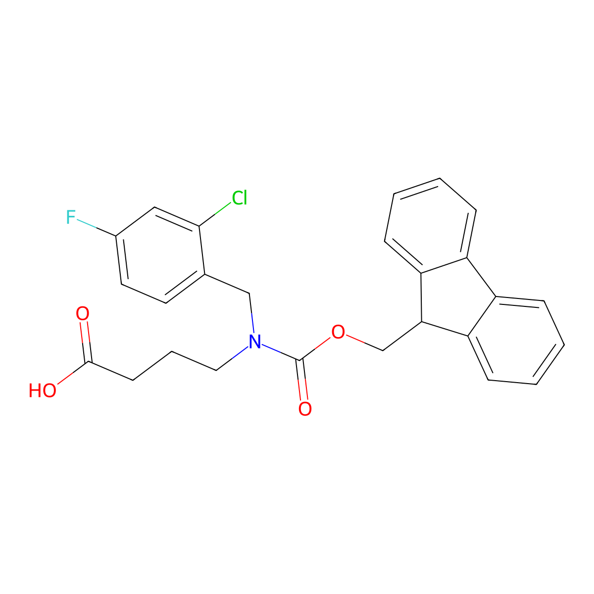 4-{[(2-chloro-4-fluorophenyl)methyl]({[(9H-fluoren-9-yl)methoxy]carbonyl})amino}butanoicacid molecular structure, CAS 2137606-58-5