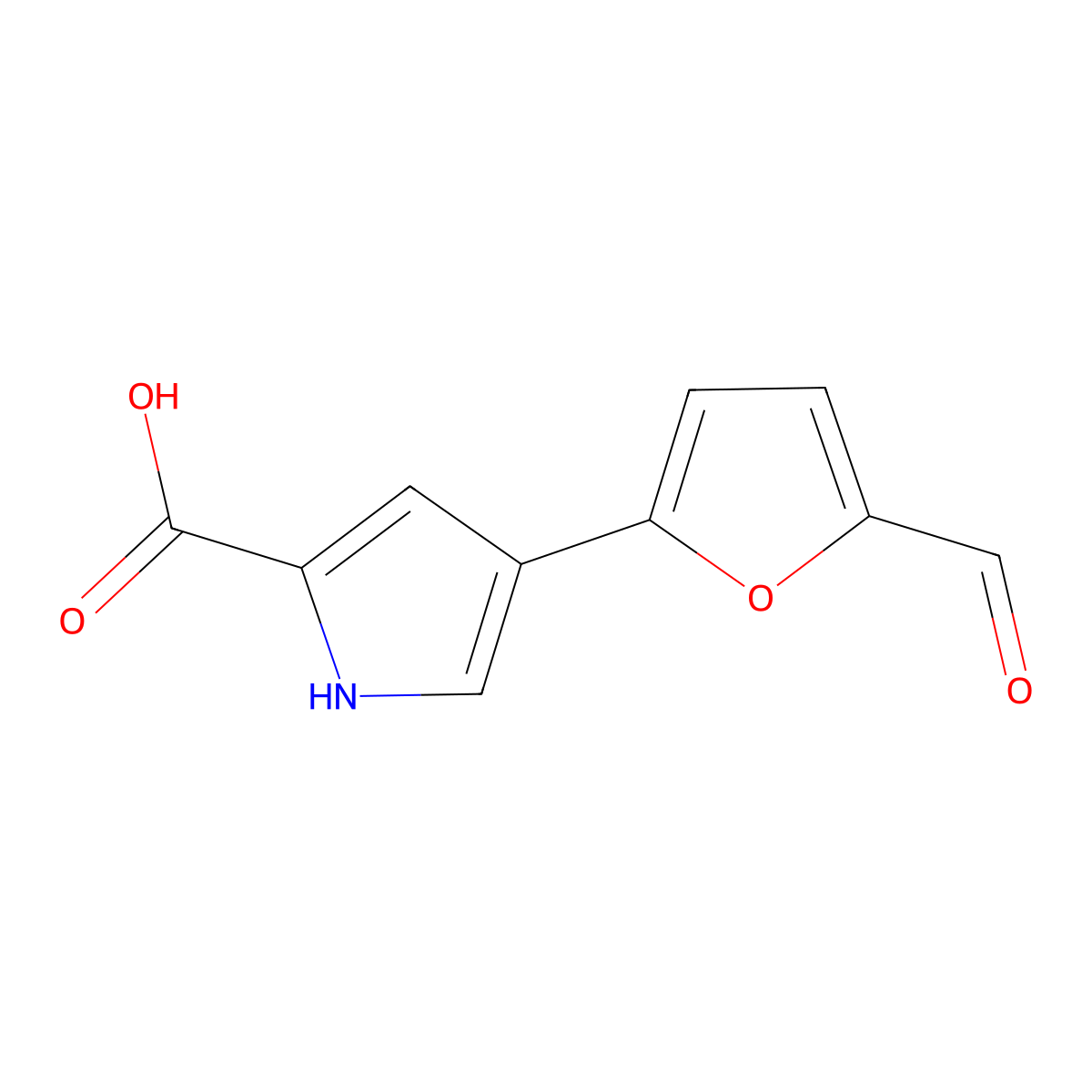 4-(5-formylfuran-2-yl)-1H-pyrrole-2-carboxylic acid molecular structure, CAS 2137607-18-0