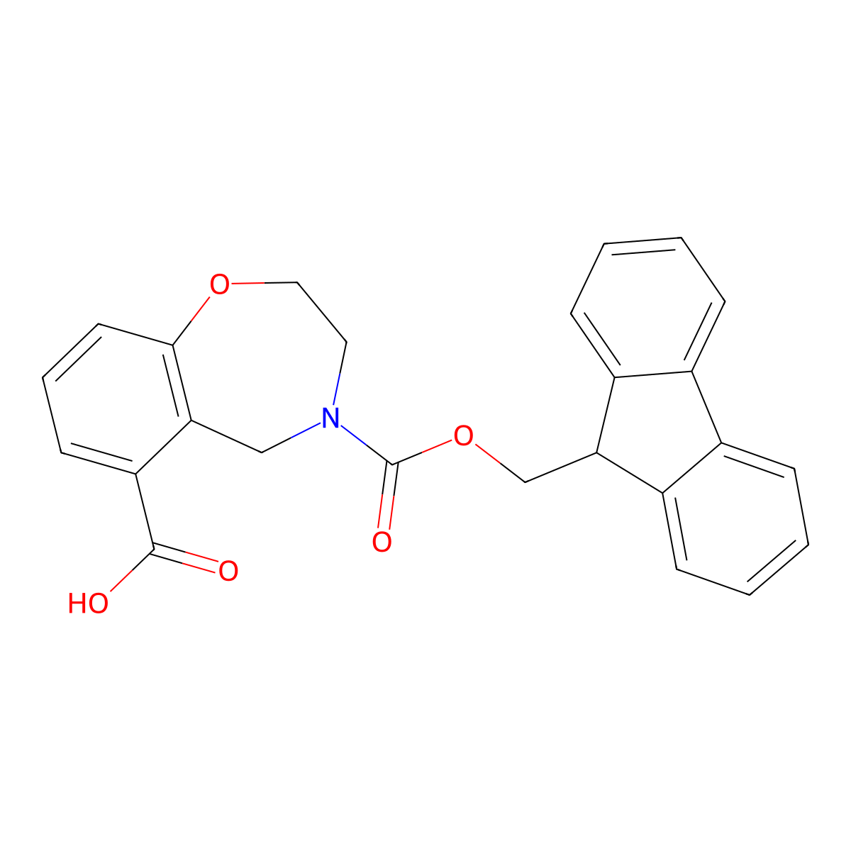 4-{[(9H-fluoren-9-yl)methoxy]carbonyl}-2,3,4,5-tetrahydro-1,4-benzoxazepine-6-carboxylic acid molecular structure, CAS 2137607-27-1