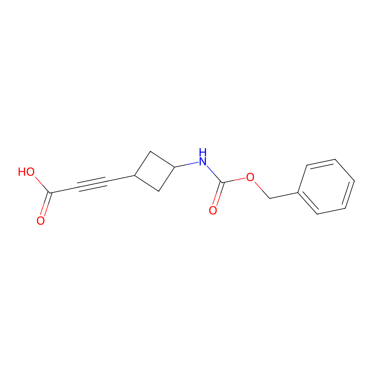 3-(3-{[(Benzyloxy)carbonyl]amino}cyclobutyl)prop-2-ynoic acid molecular structure, CAS 2137607-86-2