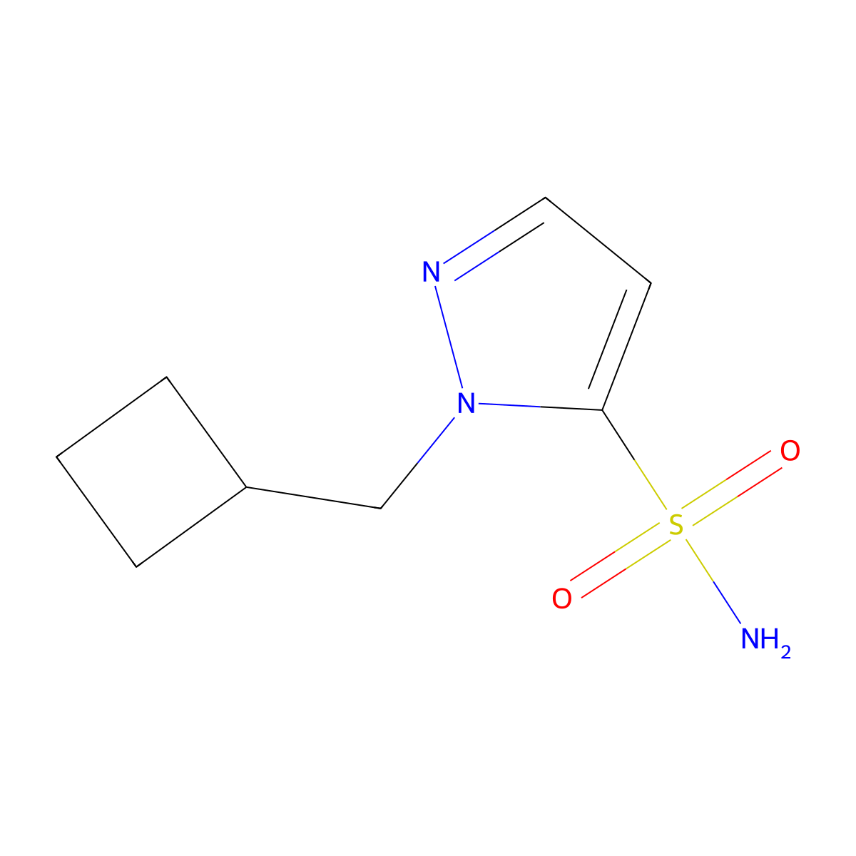 1-(cyclobutylmethyl)-1H-pyrazole-5-sulfonamide molecular structure, CAS 2137608-27-4