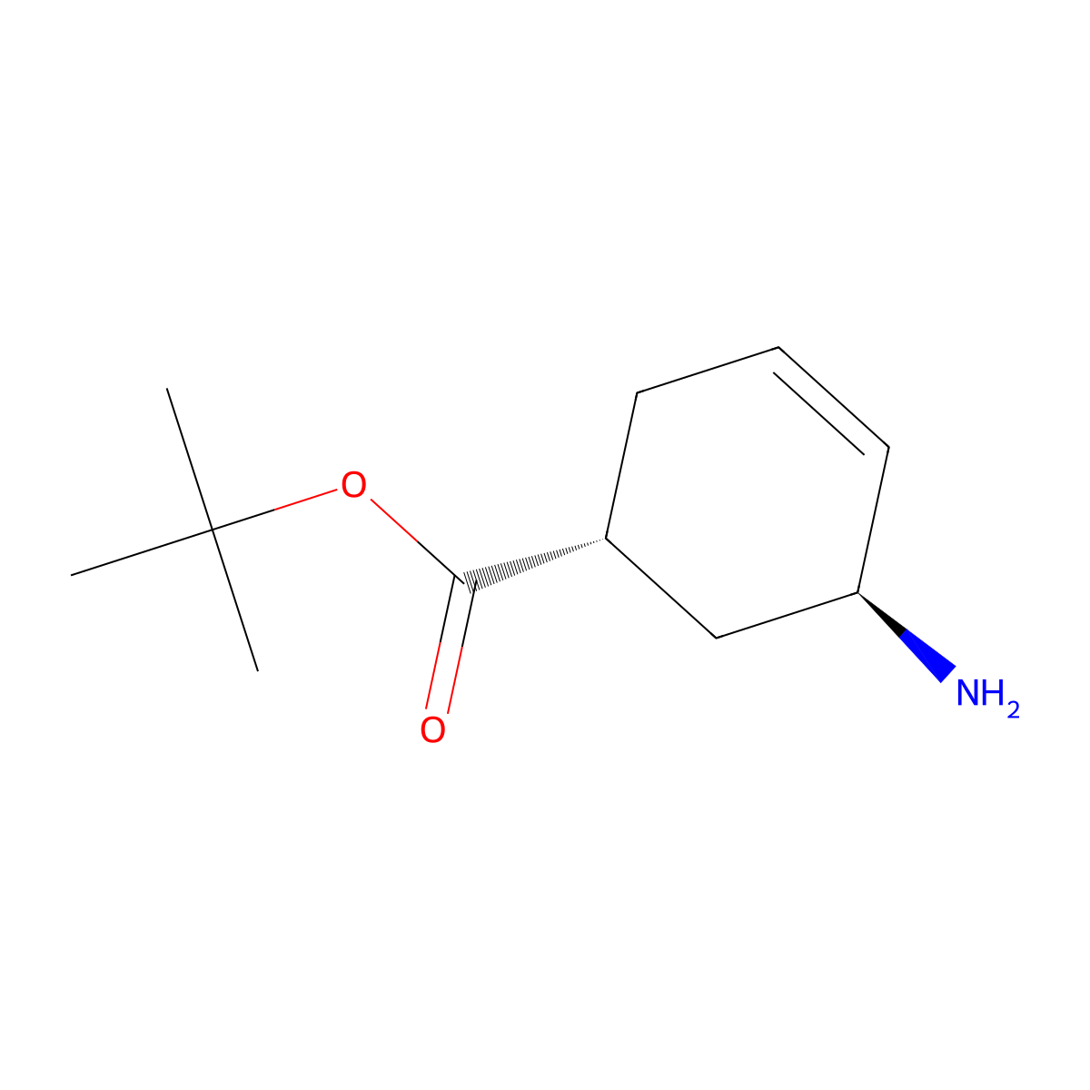 rac-tert-butyl (1R,5S)-5-aminocyclohex-3-ene-1-carboxylate molecular structure, CAS 2137609-74-4