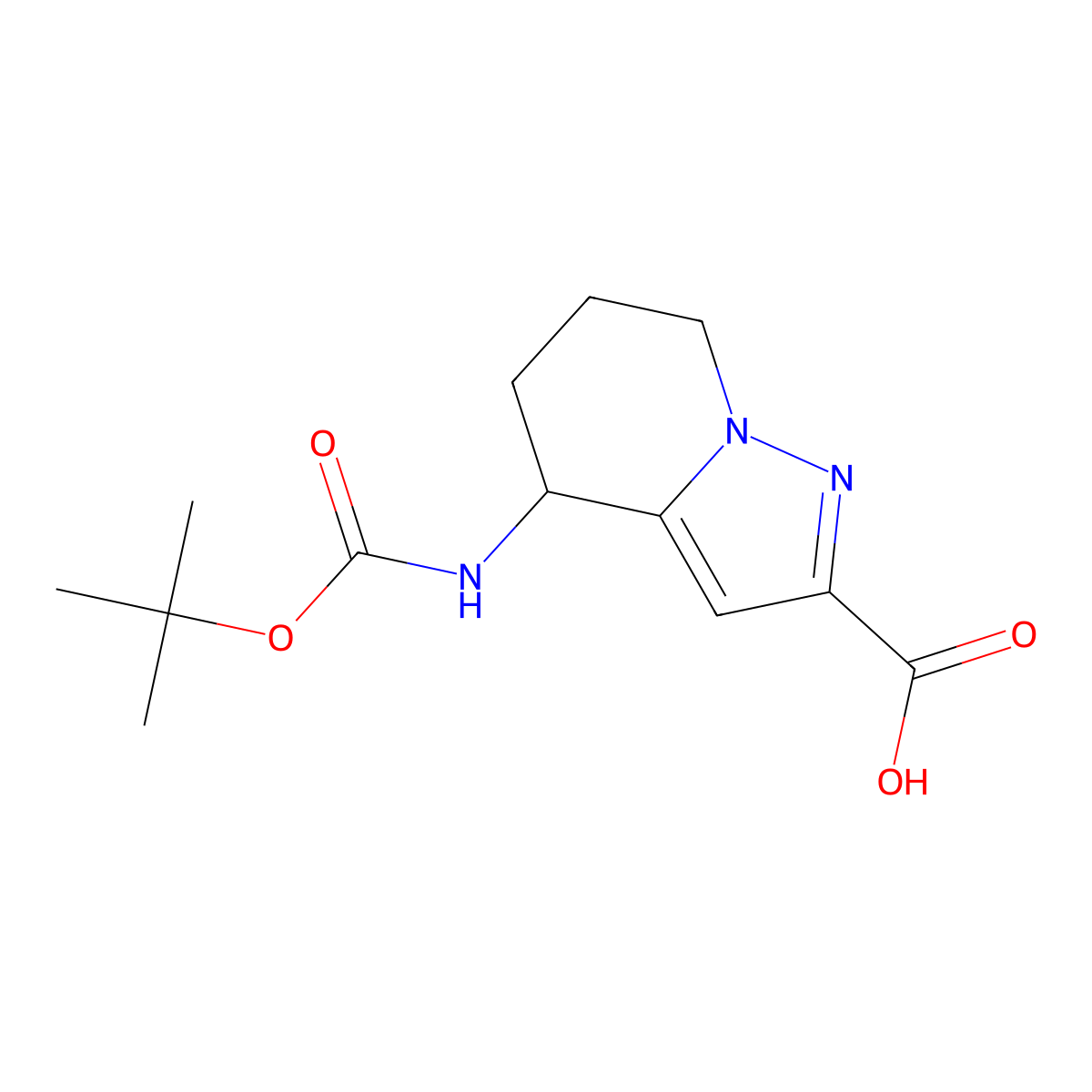 4-{[(tert-butoxy)carbonyl]amino}-4H,5H,6H,7H-pyrazolo[1,5-a]pyridine-2-carboxylic acid molecular structure, CAS 2137610-37-6