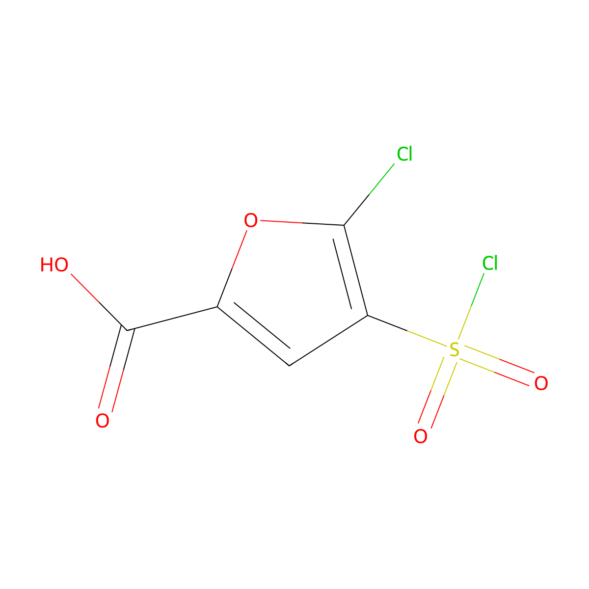 5-Chloro-4-(chlorosulfonyl)furan-2-carboxylic acid molecular structure, CAS 2137610-41-2