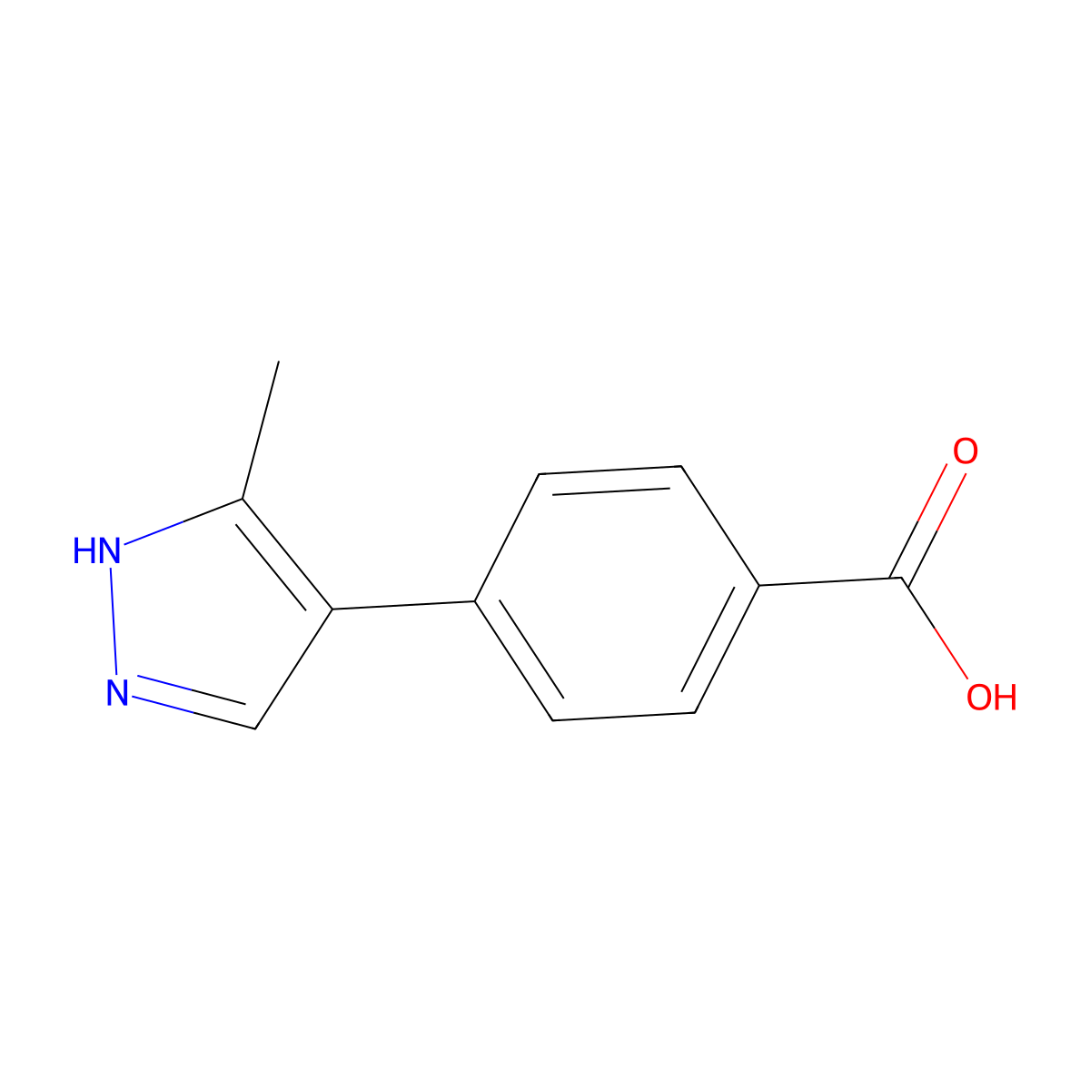 4-(3-methyl-1H-pyrazol-4-yl)benzoic acid molecular structure, CAS 2137611-32-4