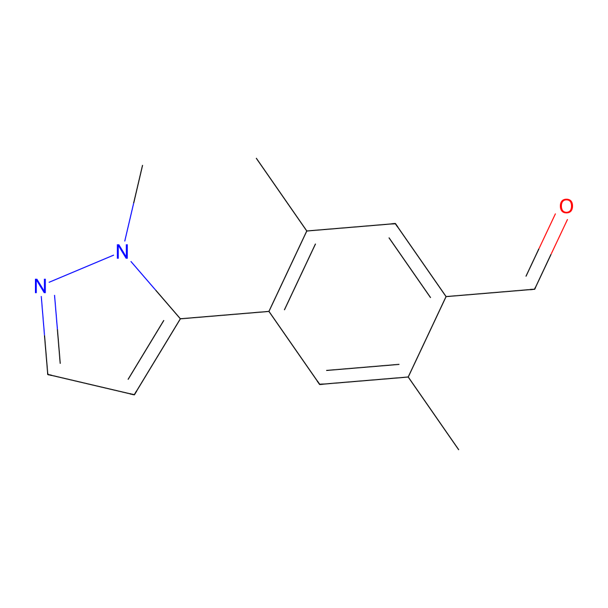 2,5-dimethyl-4-(1-methyl-1H-pyrazol-5-yl)benzaldehyde molecular structure, CAS 2137611-53-9