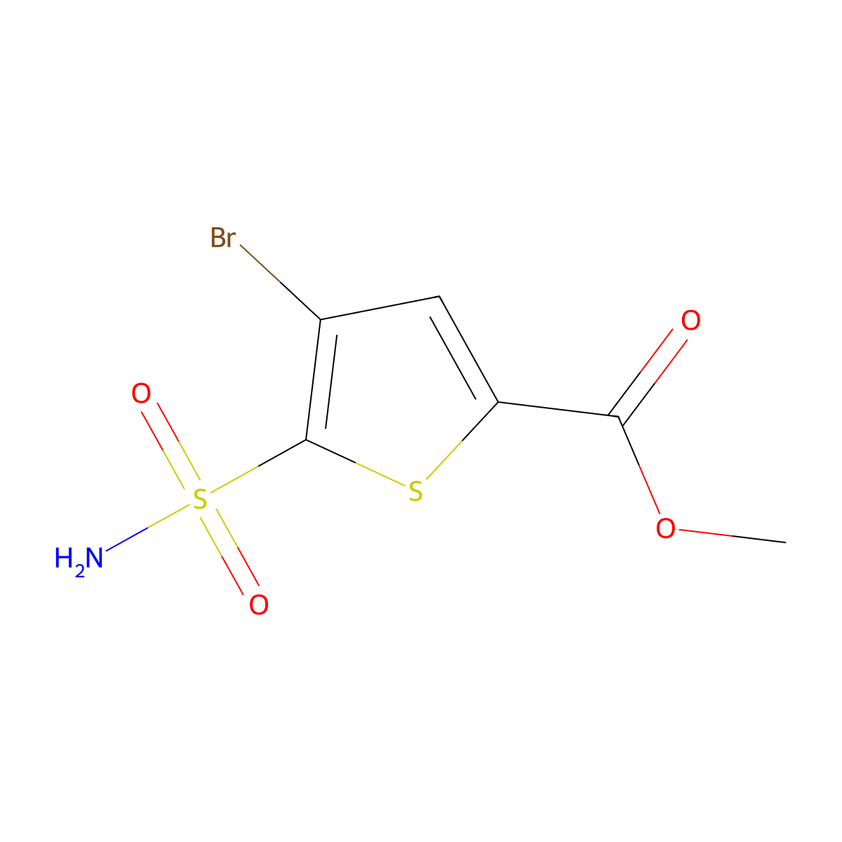Methyl 4-bromo-5-sulfamoylthiophene-2-carboxylate molecular structure, CAS 2137611-69-7