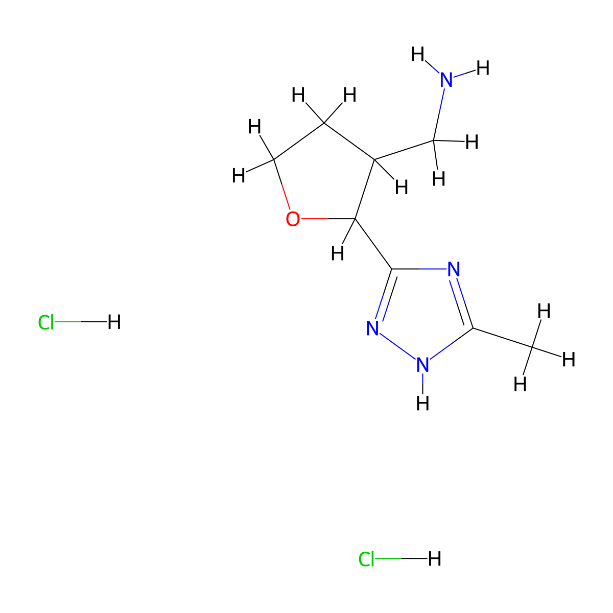 [2-(5-methyl-4H-1,2,4-triazol-3-yl)oxolan-3-yl]methanamine dihydrochloride molecular structure, CAS 2137612-32-7
