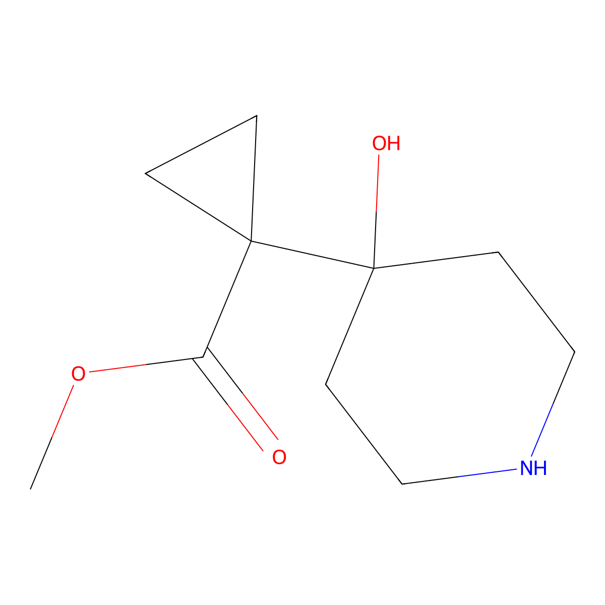 Methyl 1-(4-hydroxypiperidin-4-yl)cyclopropane-1-carboxylate molecular structure, CAS 2137612-84-9