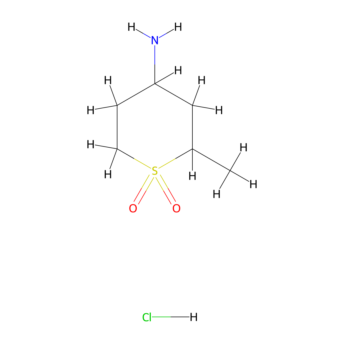 4-Amino-2-methyl-1lambda6-thiane-1,1-dione hydrochloride molecular structure, CAS 2137613-27-3
