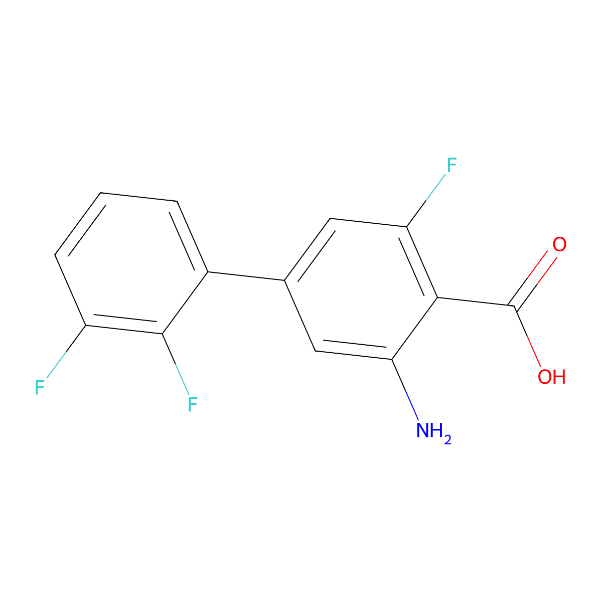 2-Amino-4-(2,3-difluorophenyl)-6-fluorobenzoic acid molecular structure, CAS 2137613-43-3