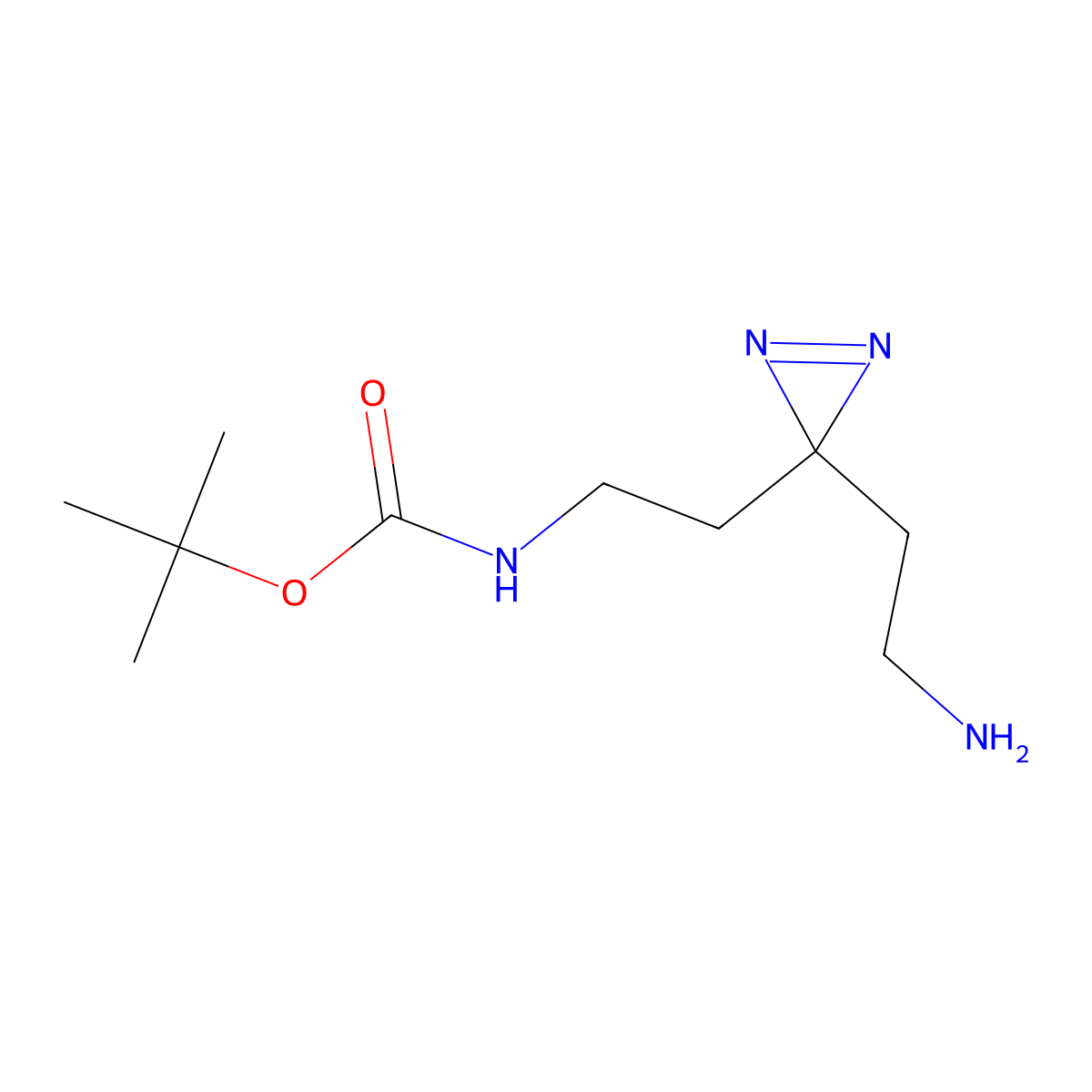 tert-butyl N-(2-(3-(2-aminoethyl)-3H-diazirin-3-yl)ethyl)carbamate molecular structure, CAS 2137615-53-1