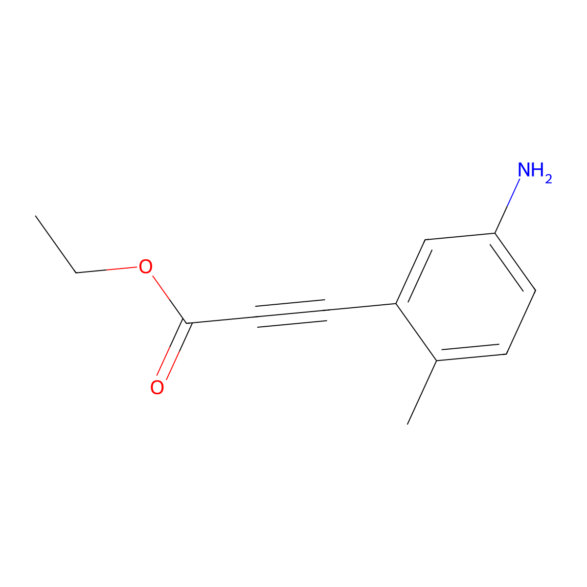 Ethyl 3-(5-amino-2-methylphenyl)prop-2-ynoate molecular structure, CAS 2137616-76-1