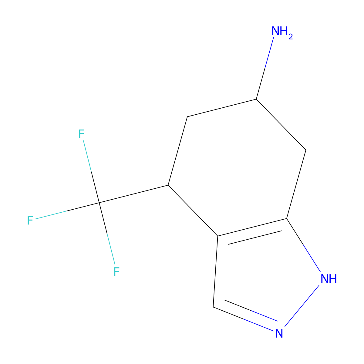 4-(trifluoromethyl)-4,5,6,7-tetrahydro-1H-indazol-6-amine molecular structure, CAS 2137617-61-7