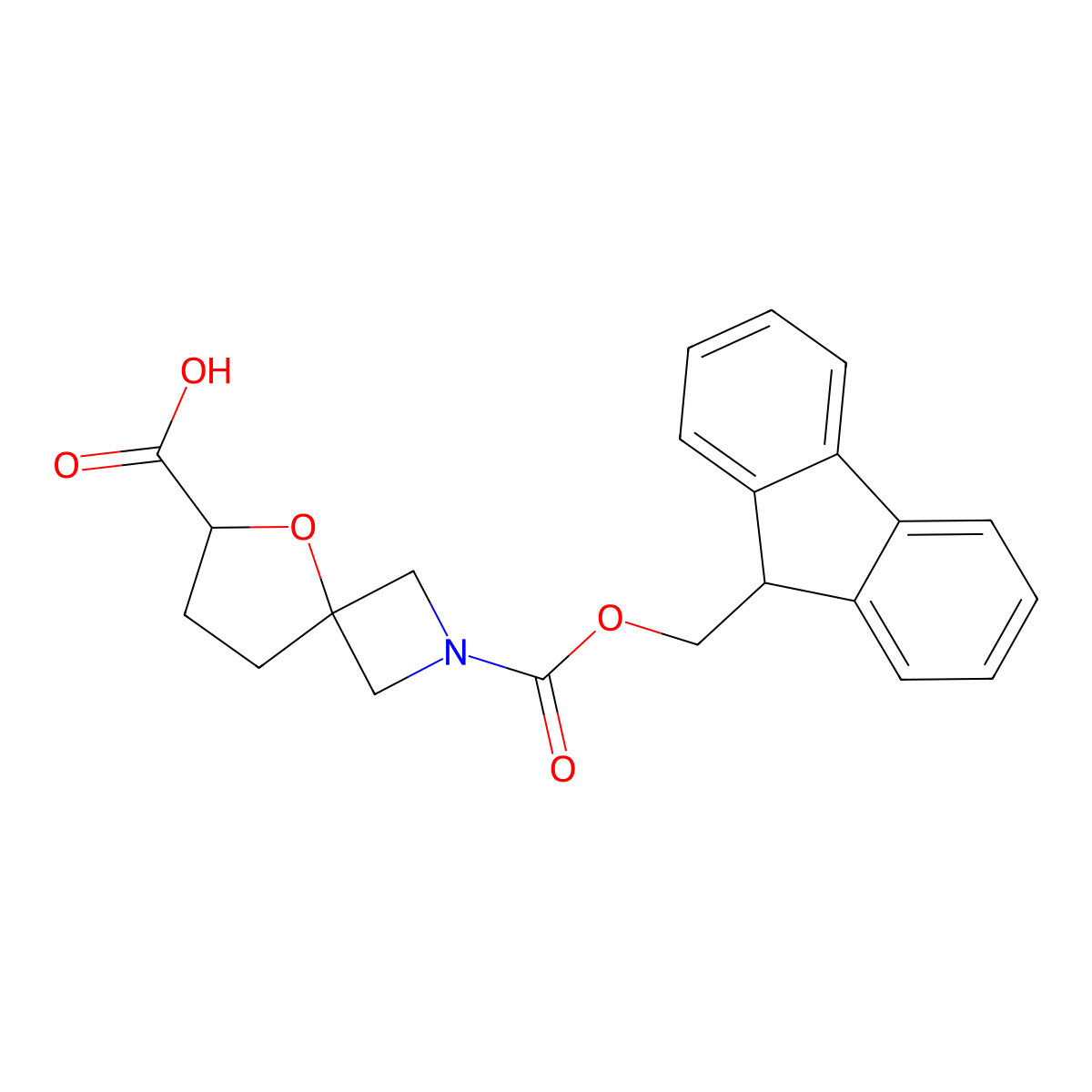 2-(((9H-fluoren-9-yl)methoxy)carbonyl)-5-oxa-2-azaspiro(3.4)octane-6-carboxylic acid molecular structure, CAS 2137618-04-1
