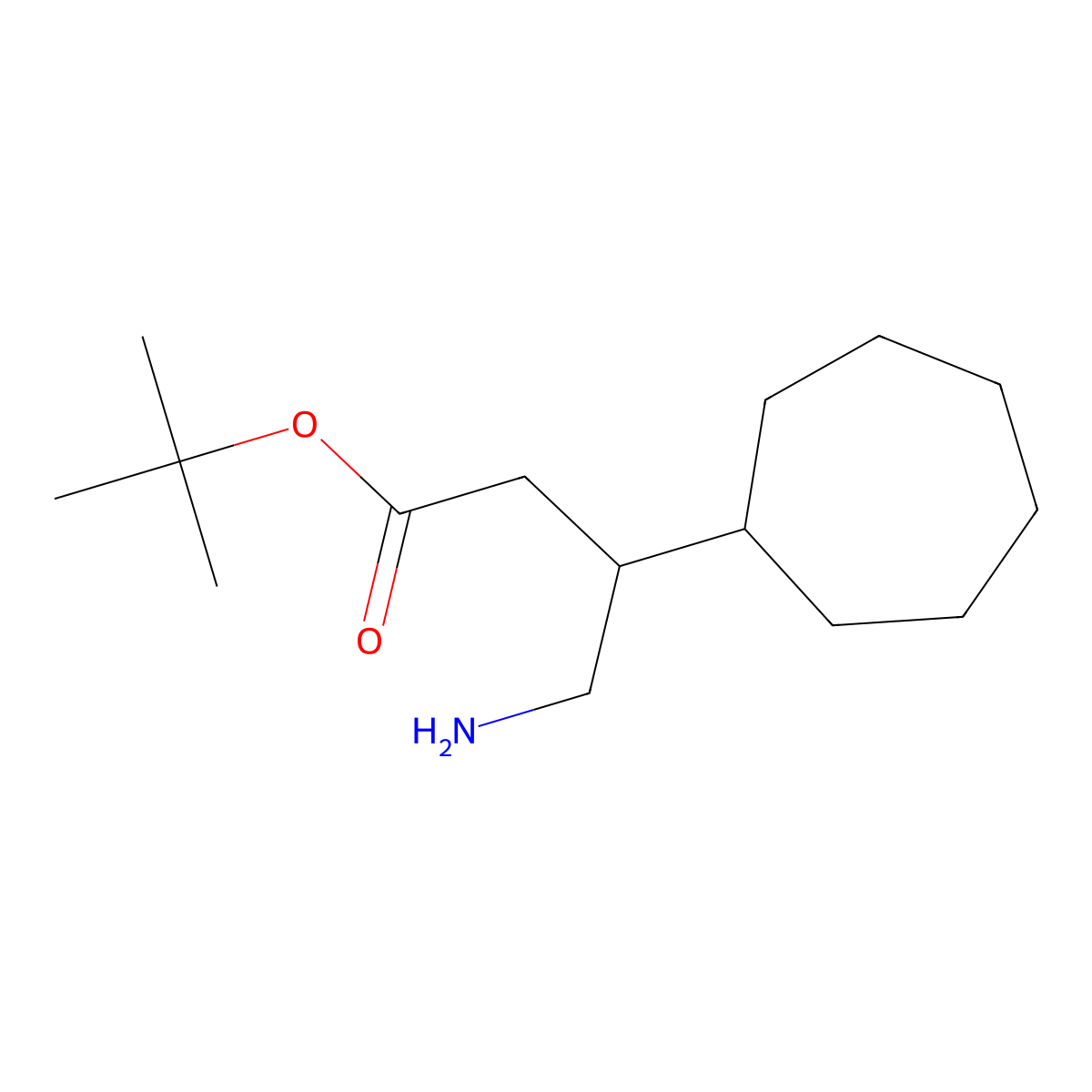 Tert-butyl 4-amino-3-cycloheptylbutanoate molecular structure, CAS 2137618-16-5