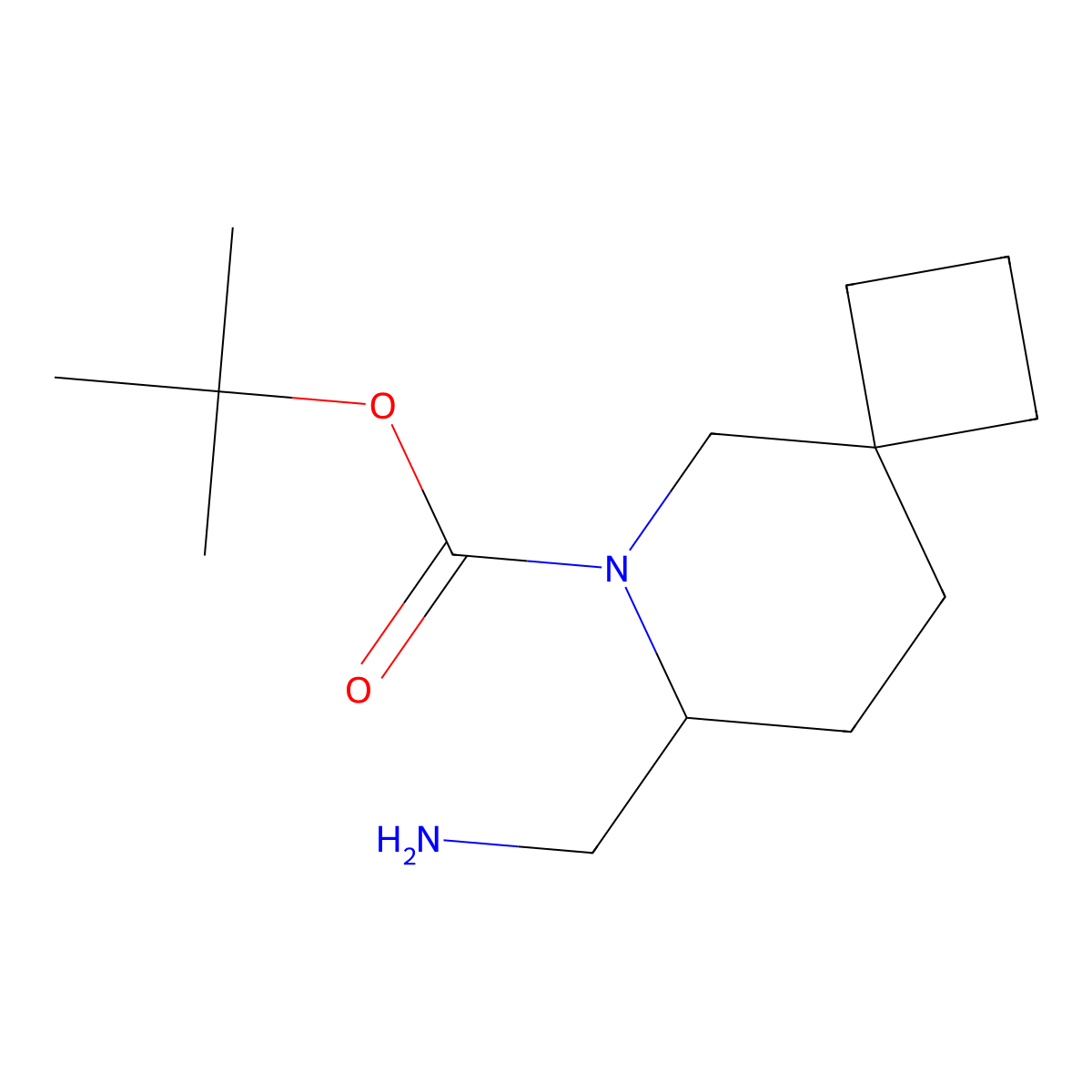 Tert-butyl 7-(aminomethyl)-6-azaspiro[3.5]nonane-6-carboxylate molecular structure, CAS 2137618-20-1
