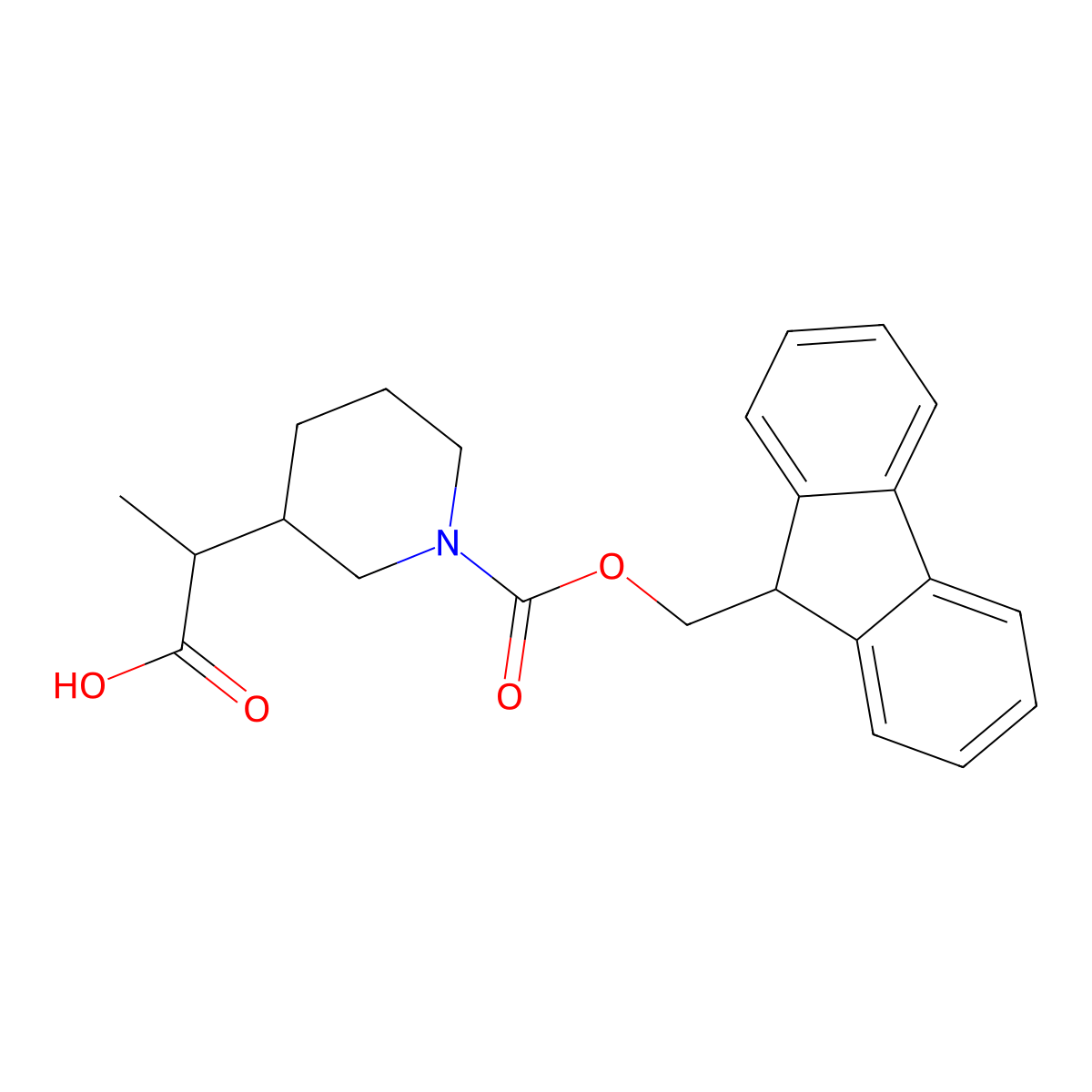 2-(1-{[(9H-fluoren-9-yl)methoxy]carbonyl}piperidin-3-yl)propanoic acid molecular structure, CAS 2137618-32-5