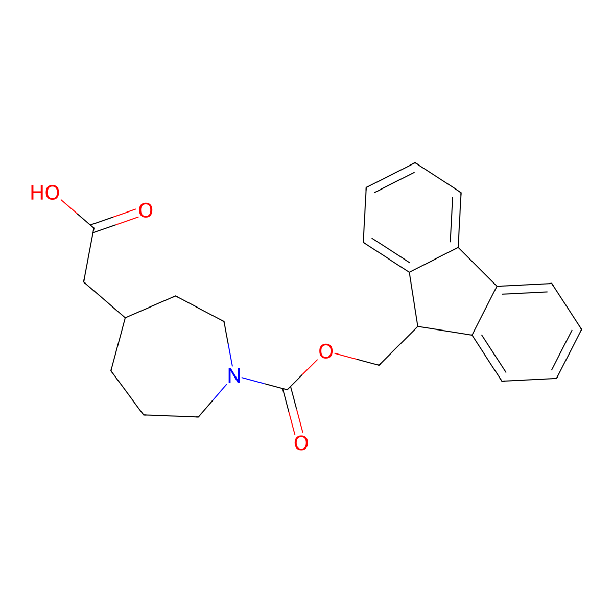 2-(1-(((9H-fluoren-9-yl)methoxy)carbonyl)azepan-4-yl)acetic acid molecular structure, CAS 2137618-41-6