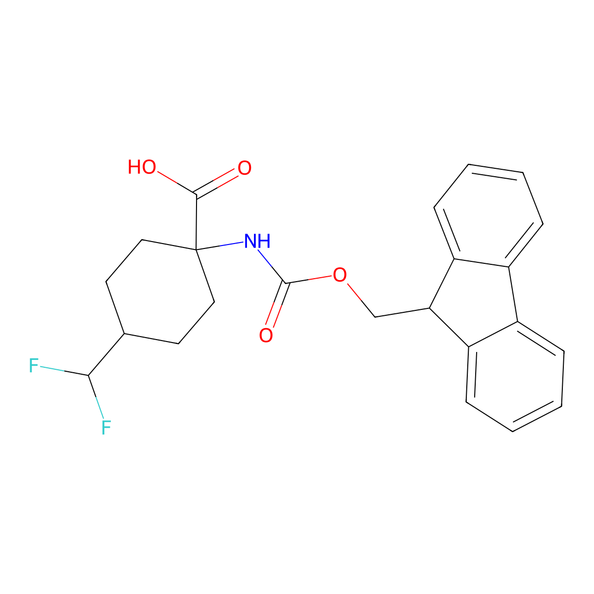 4-(difluoromethyl)-1-({[(9H-fluoren-9-yl)methoxy]carbonyl}amino)cyclohexane-1-carboxylic acid molecular structure, CAS 2137618-77-8
